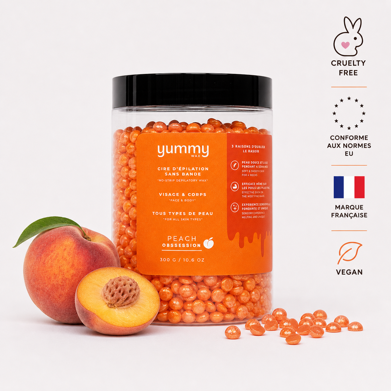 YummyWax Strip-free Facial and Body Wax - Peach Obsession 300g